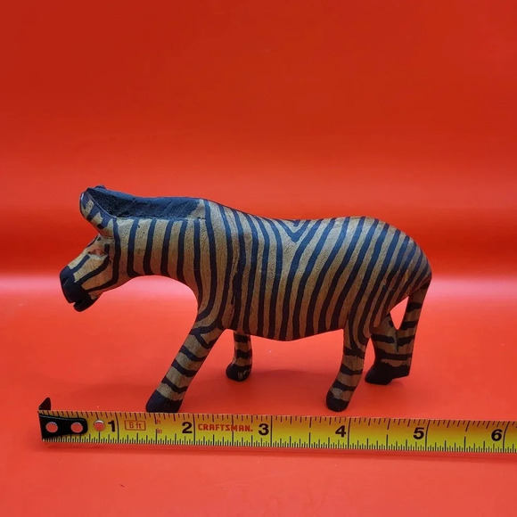 Hand Carved Wood Zebra Figurine African Decore 5x3 inch - Picture 7 of 7
